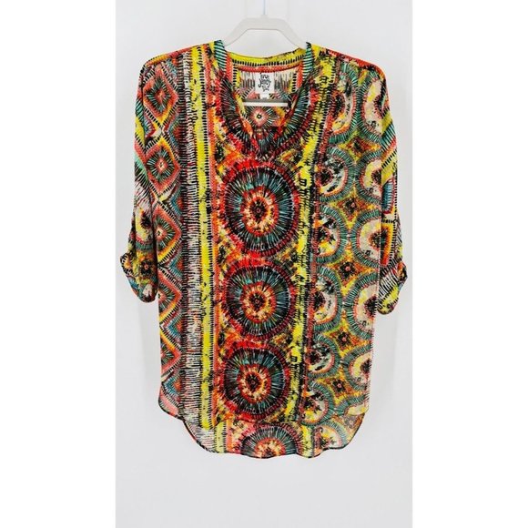 Ivy Jane Sheer Tunic Twist & Shout Boho Peasant Half Sleeve Size XS - Picture 1 of 13